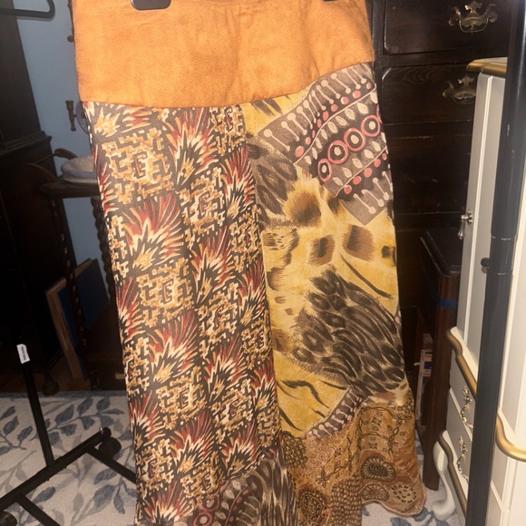 Vintage A-Line Skirt - Orange and Brown Patchwork - Picture 5 of 6